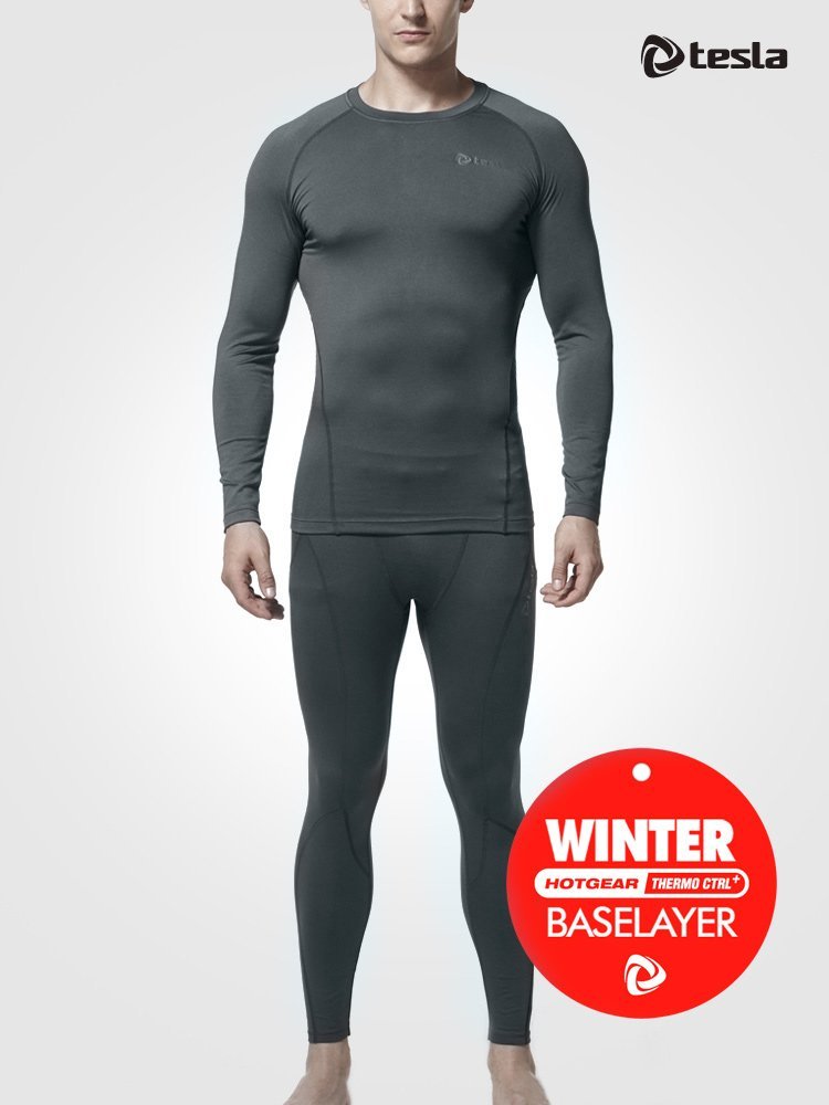 TSLA Men's Thermal Underwear Pants Heated Warm Fleece Lined Long Johns Leggings  Winter Base Layer Bottoms Thermal Fly-front 2pack Black Large