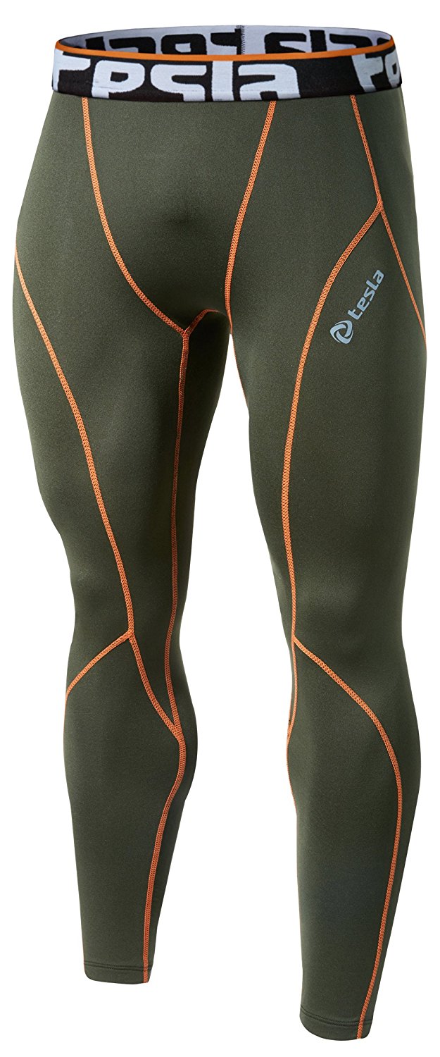 TSLA 1 or 2 Pack Men's Thermal Compression Pants, Athletic Sports Leggings  & Run