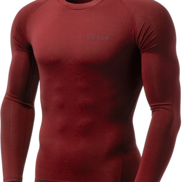 maroon long sleeve compression shirt