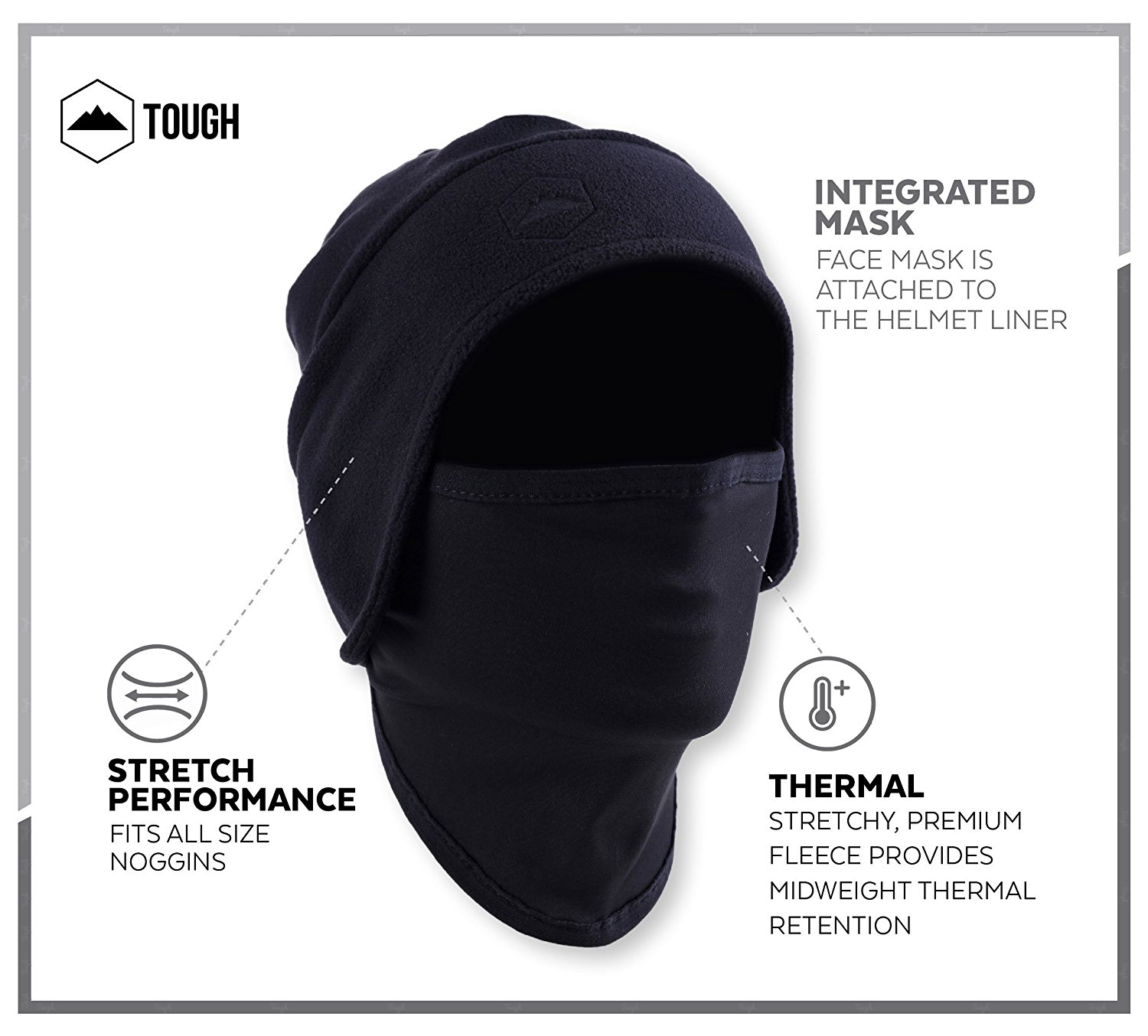 Black Winter Running Beanie Hat Helmet Liner Stretchable Head Warmer for Men Women Adult Youth Windproof Thermal Hat for Cycling Motorcycle Snowboard Outdoors One Size Aegend Skull Cap