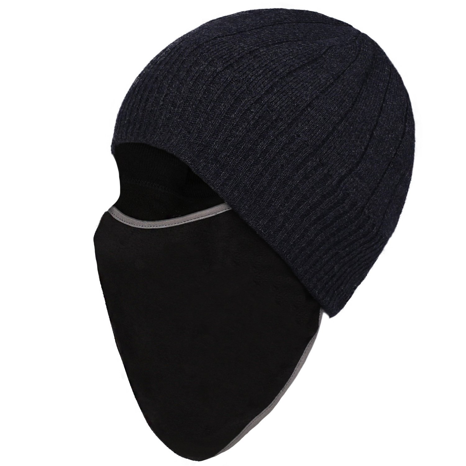 ZPbliss Knit Beanie Hat With Face Cover - Electric