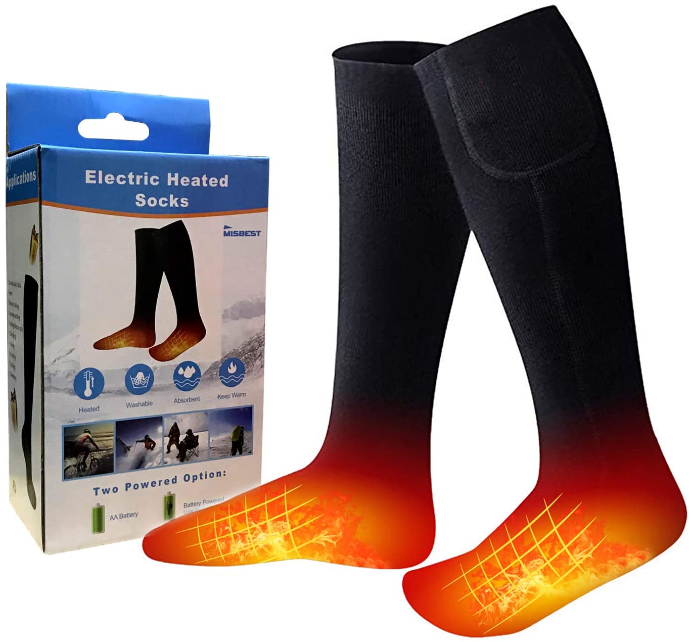 UK Heated Socks Battery Powered Electric Winter Heat Mens Ladies Thermal 