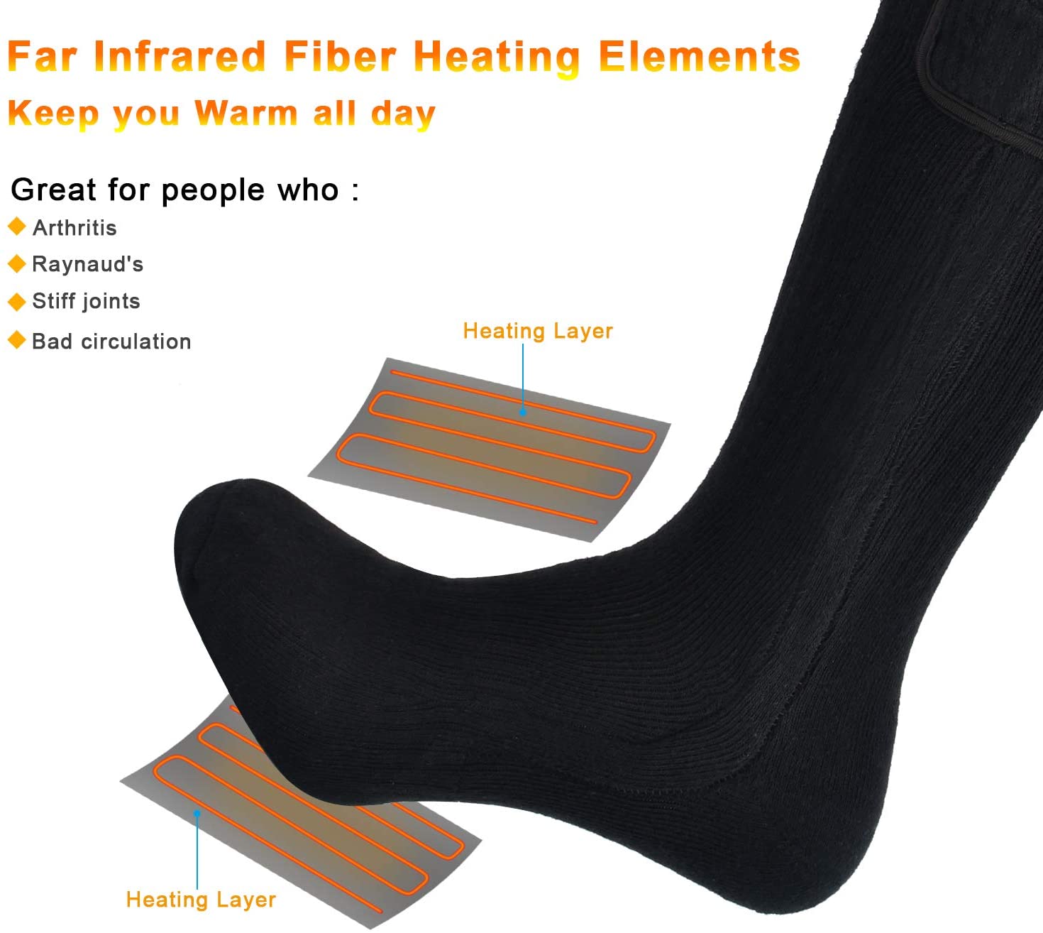 SNOW DEER Heated Electric Socks - Heating Layers