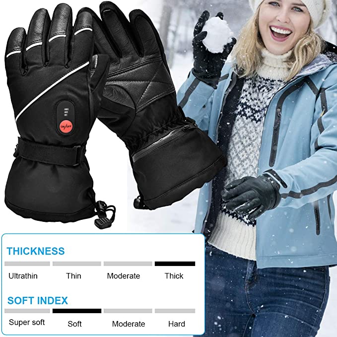 L Snow Deer Rechargeable Heated Gloves Details about   Brand New 